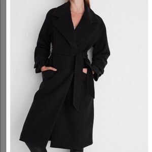 Belted Wrap Front Faux Wool Coat express jacket large $380 value winter coat
